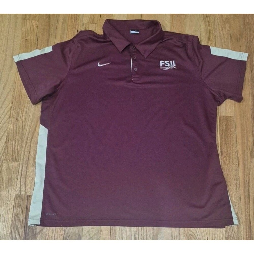 Nike Florida State Seminoles FSU Polo Shirt Men's Size 2XL Maroon Dri-Fit